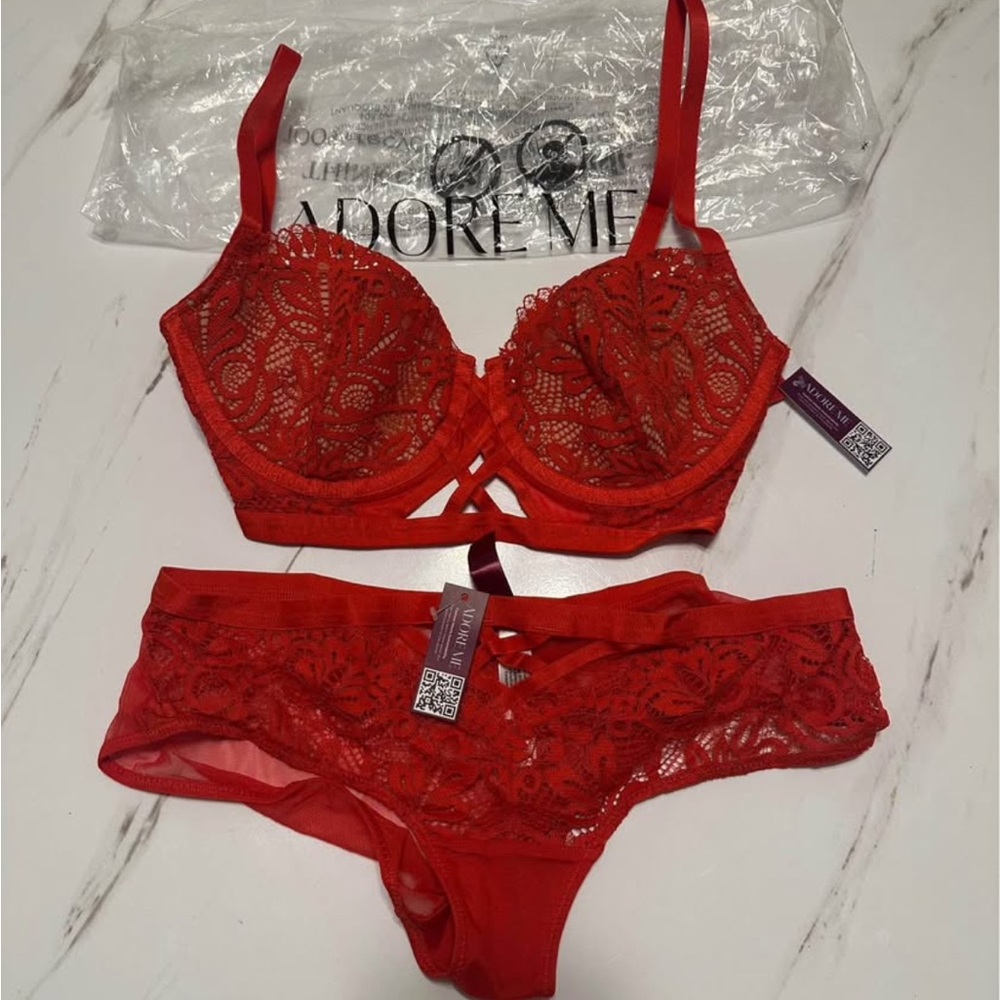 Adore Me Scarlet Lace Bra and Panty Set
